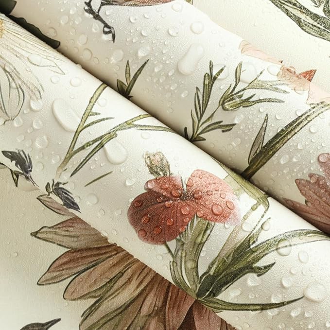 Livebor Vintage Floral and Bird Wallpaper Peel and Stick 16.9” x 196.8” | Floral Bird Contact Paper Floral Peel and Stick Wallpaper Flower Self Adhesive Waterproof Wall Paper for Bathroom Decorative - Image 6