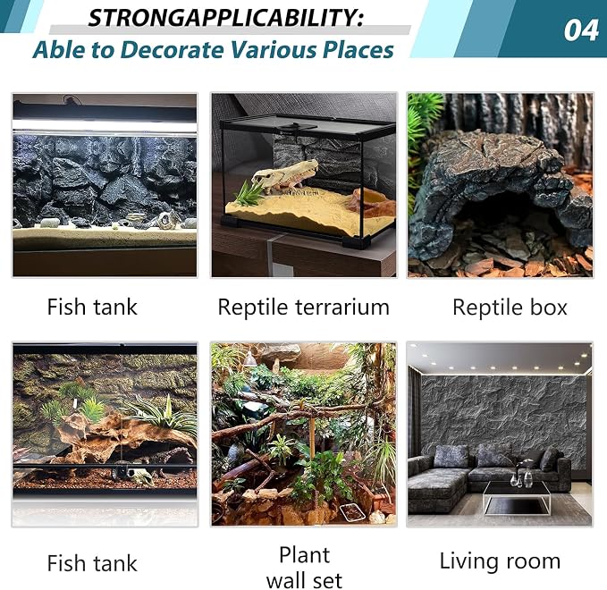 17.7x11.8in Rock Terrarium Background,3D Reptile Tank Background Board,Amphibian Stereo Backdrop Wall,Lizard Snake Gecko Spider Turtle Fish pet silo Background Decorative Panel(Blue) - Image 5