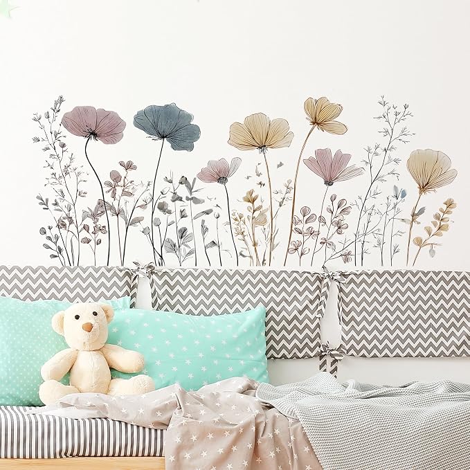 Flower Wall Decals - Peel and Stick Large Floral Flowers Wall Stickers,Removable Flower Home Decor Art for Kids Living Room, Bedroom, Nursery Decor Wall Corner Decor by Unknown