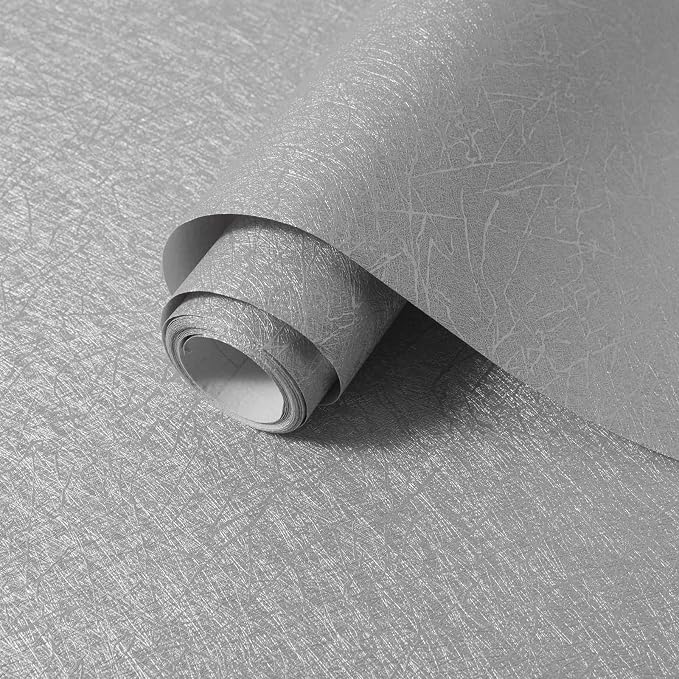 Silver Grey Wallpaper Peel and Stick Embossed Self Adhesive Contact Paper | 15.7" X 118" Removable Home Decoration Silk Vinyl Wrap Cabinet Countertops Furniture Renter Friendly Shelf Paper - Image 8
