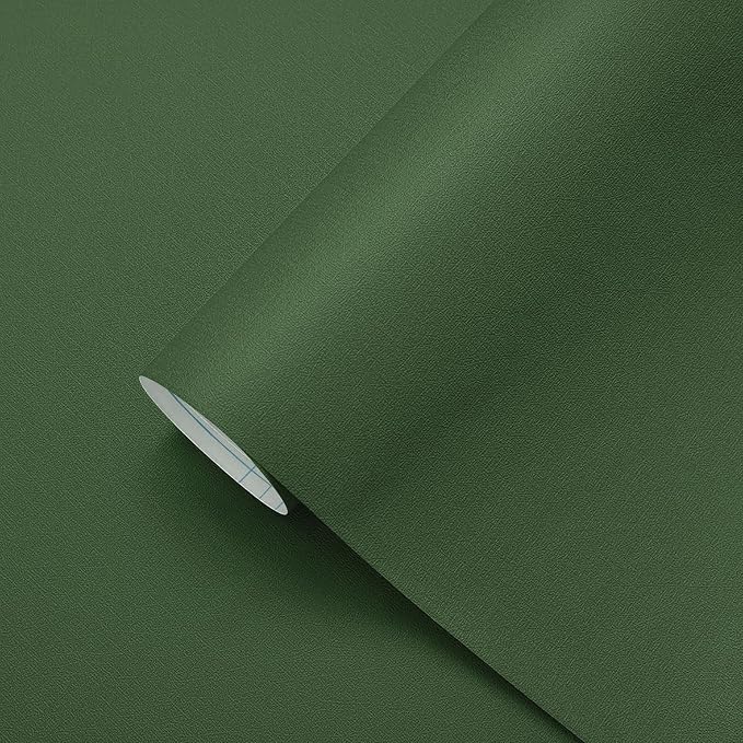 17.7" x118" Dark Green Peel and Stick Wallpaper Green Contact Paper Waterproof Self Adhesive Removable Wall Paper Textured Wallpaper Decorative for Wall Covering Countertop Table Vinyl Film by Yasinet
