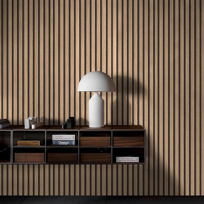 myforHD Wallpaper Peel and Stick Wood Grating Stripe Self-Adhesive Wallpaper Faux Wood Contact Paper Wood Slats Self Adhesive Wall Paper PVC Vinyl Film Removable Waterproof 17.3" x 236" - Image 4