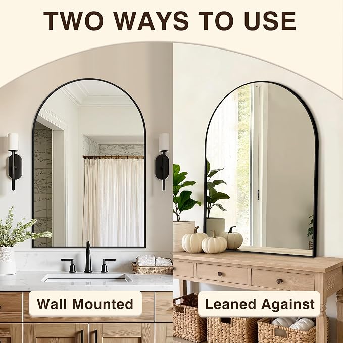Arched Bathroom Vanity Mirror for Over Sink, 2 Pack 36”x24”, Black - Image 6