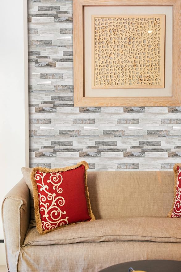 KASARO Peel and Stick Marble Backsplash Tile, 10 Sheets, Collage Marble with Printed Stone Pattern, Self-Adhesive Wall Tile for Kitchen, Bathroom, Fireplace, RV (11.8” x 14”) - Image 4