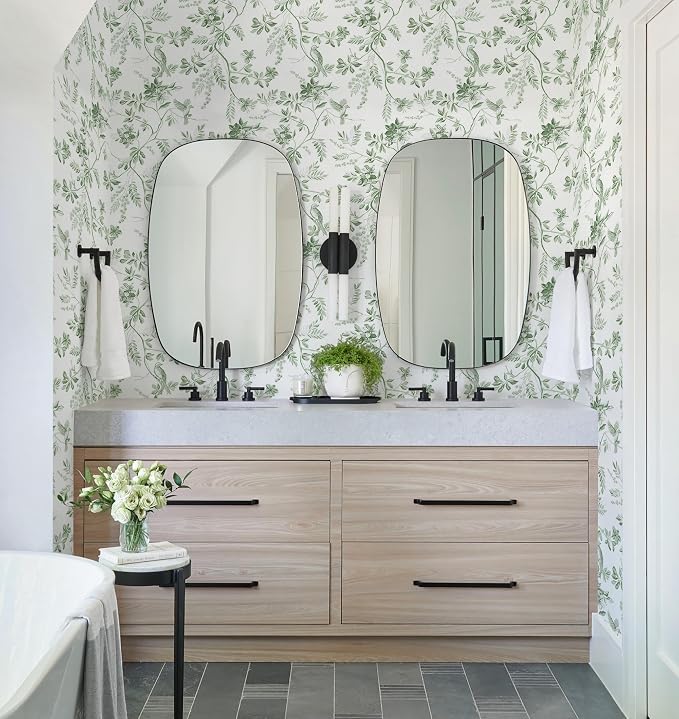 Dimoon 17.3''x78.7'' Botanical Peel and Stick Wallpaper Green Floral Modern Contact Paper White Bird Wallpaper Removable Renter Friendly Waterproof Embossed Kitchen Bedroom Bathroom Vinyl Roll - Image 7
