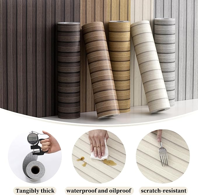 Beige Peel and Stick Slat Wall Panels,Wood Grain Paneling 118"x15.75" | (13Sq.ft)Self-Adhesive,Soundproof,Moisture-Resistant,3D,Faux Wood Panels,for Bedroom,Bathroom,Entryway,Walls & Ceilings - Image 6