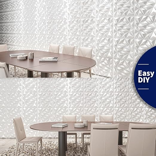 Art3dwallpanels 3D Wall Panels, White, 33 Pack | Modern 3D PVC Wall Tiles, Waterproof Fireproof, 33 Sheets White Pack, Easy DIY Mount for Residential Commercial Accent Wall - Image 7