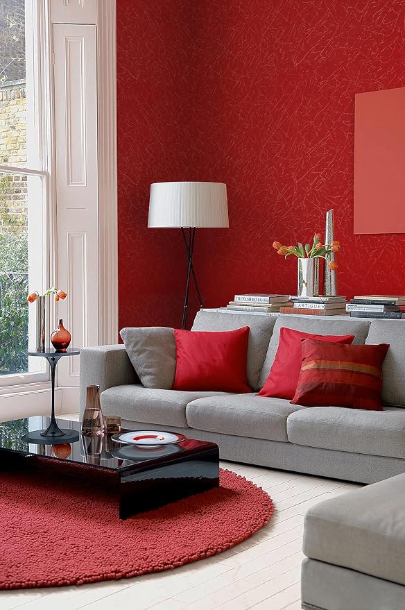 Safiyya Contact Paper Red Silk Wallpaper Textured Self Adhesive Wallpaper Peel and Stick for Bedroom Solid Color Decorative Wall Paper Vinyl Rolls 78.7"x 17.3" - Image 6