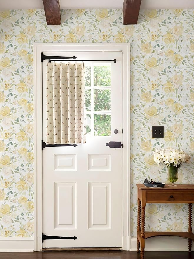 Ismoon Yellow Floral Peel Stick Wallpaper Boho Stick on Wallpaper | Watercolor Contact Paper for Cabinet Removable Self Adhesive Vinyl Wallpaper for Girl Bedroom Accent Wall Decor 17.3x78.7in - Image 5