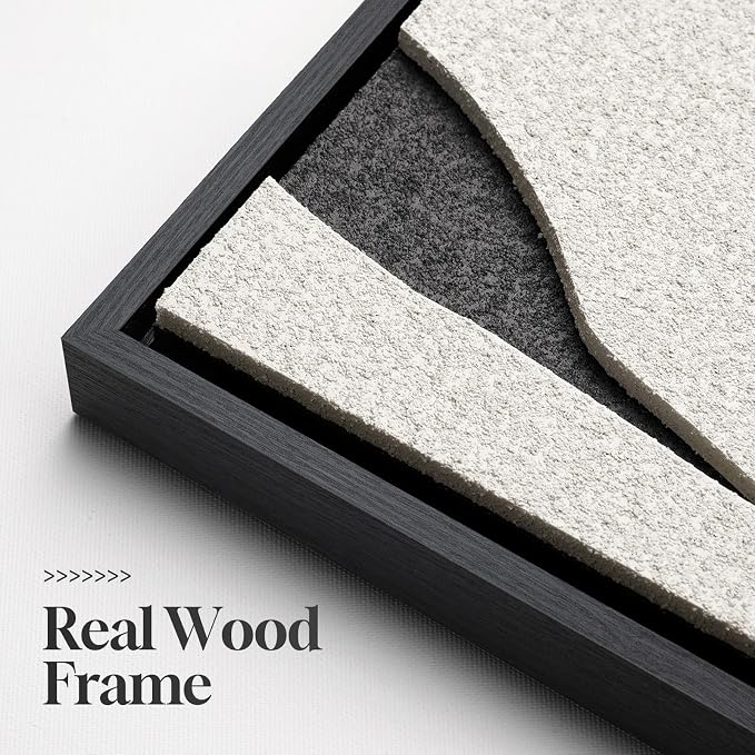 3D Large Framed Black and White Abstract Wall Art for Living Room, 3 Piece | Wood Frames, Sandstone Textured Paintings, Modern Sculptural Artwork for Walls, 24x36 In Pictures Wall Decor Bedroom Office - Image 6