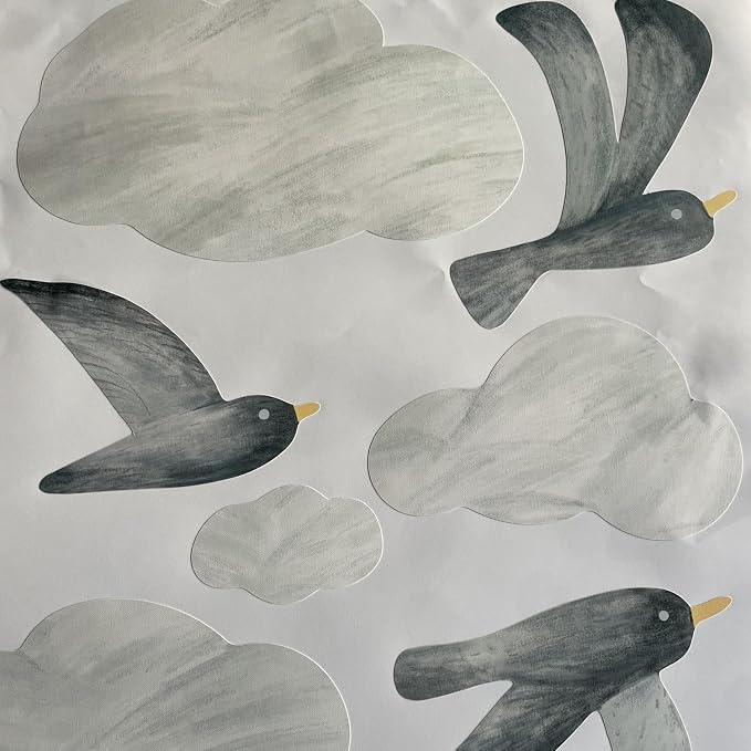 16pcs Flying Bird Wall Stickers,Seagull Wall Decals Self-Adhesive Fabric DIY Clouds Removable Wall Decals Living Room Kidsroom Bedroom Wall Art Home Nursery Decor - Image 4