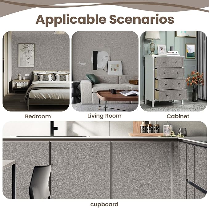 Taupe Peel and Stick Self Adhesive Wallpaper Countertop Contact Paper | Removable Self Adhesive Waterproof Bathroom Wallpaper 15.7" X 393.7" Kitchen Vinyl Wrap for Cabinet Wall Cover Paper - Image 2