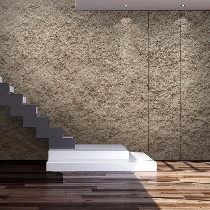3D Faux Stone PU Wall Panels for Interior Decor, 4 Pieces, Stone Yellow | Cement Texture Accent Wainscoting Panel for Home, Office, 47.2" × 23.6" - Image 8