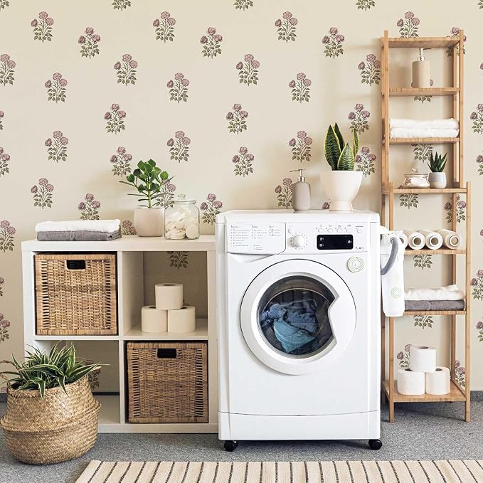 Beige Floral Wallpaper Vintage Rose Peel and Stick Wallpaper Waterproof Contact Paper Removable Self Adhesive Drawer Liner Decoration Paper for Walls - 17.3”×196.8” - Image 8