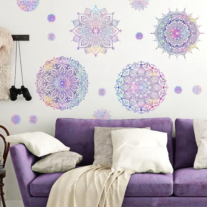 Purple Mandala Wall Stickers Mandala Decal for Window Modern Wall Art Mural | Headboard vinyl decoration, lotus peel and stick, removable, self adhesive, for bedroom living room yoga room home gym decor - Image 3
