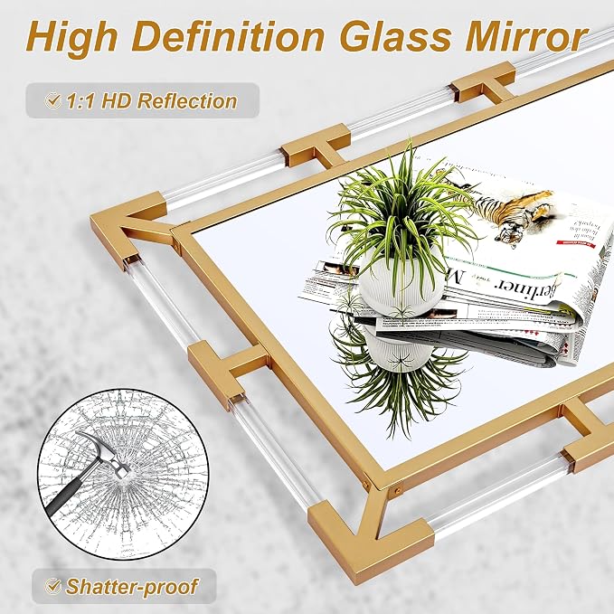 Chende 36" x 48" Large Wall Mirror with Acrylic and Metal Frame - Image 2