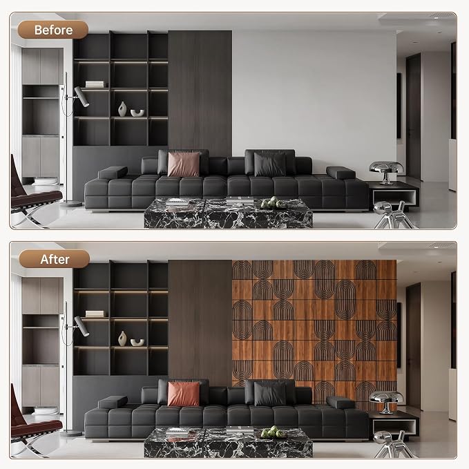 3D Wall Panels, 4-Pack 62 Sq Ft, Teak Wood Grain Peel and Stick Wall Panels, Self-Adhesive PVC Wall Paneling for Living Room, Bedroom & Accent Wall - Image 5