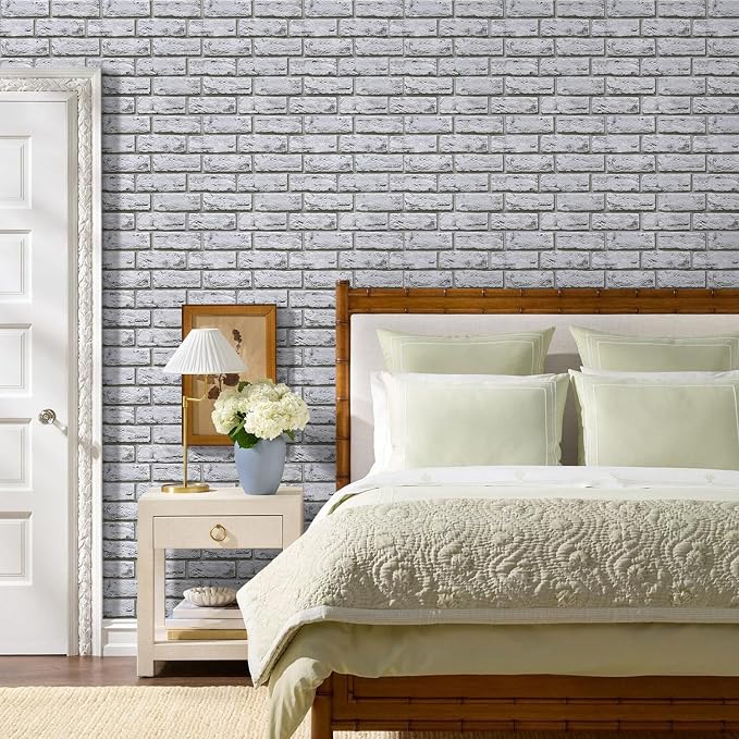 Commomy Faux Brick Wall Panels Peel and Stick Thin PVC 10 Pcs 11.8" x 11.8" | Small Size Thin PVC Quick Wall Covering Home Decor for Kitchen,Fireplace,Home Office (Covers 9.7 sq.ft) - Image 9