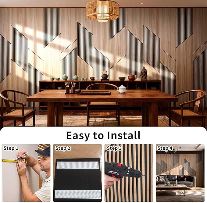 8-Pack Teak Wood Grain 3D Wall Panels with Adhesive, Peel and Stick PVC Wall Tiles for Accent Wall, Covers 82.15 Sq Ft for Luxury Living Room & Bedroom Decor - Image 6