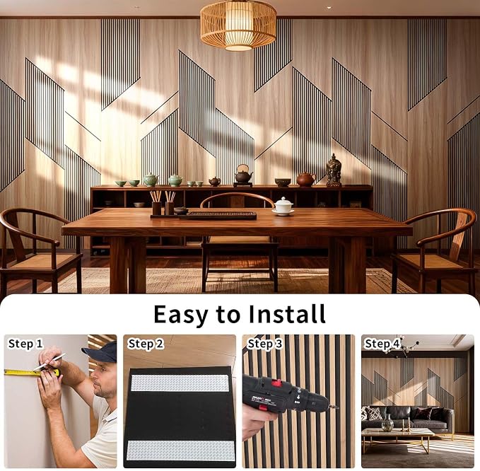 8-Pack Teak Wood Grain 3D Wall Panels with Adhesive, Peel and Stick PVC Wall Tiles for Accent Wall, Covers 92.6 Sq Ft for Luxury Living Room & Bedroom Decor - Image 5