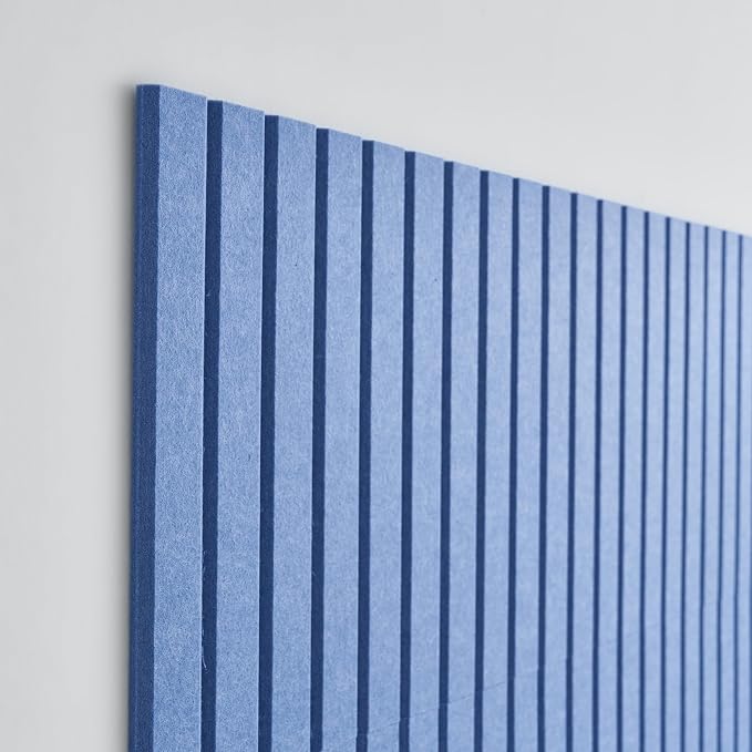VIVELDA Felt Bulletin Board Tiles 48"x36" -12-Pack Cork Board Alternative, OEKO-TEX Certified, NRC 0.95 Acoustic Wall Panels, Damage-Free Adhesive, Slatted Design, Home Office, Classroom (Pastel Blue) - Image 6