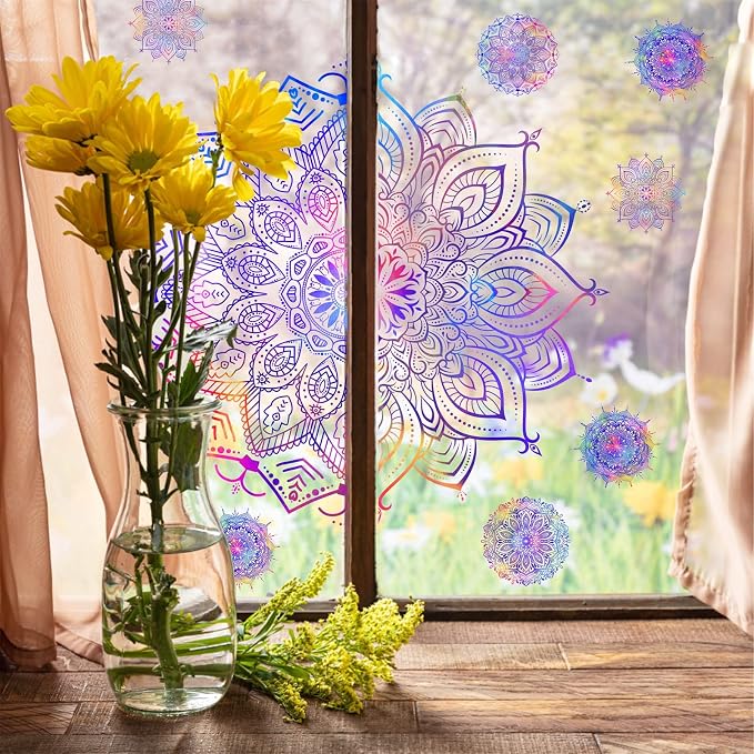 Purple Mandala Wall Stickers Mandala Decal for Window Modern Wall Art Mural | Headboard vinyl decoration, lotus peel and stick, removable, self adhesive, for bedroom living room yoga room home gym decor - Image 4