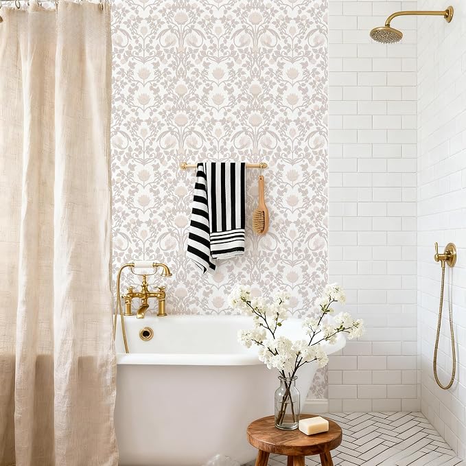 YXTII 17.3"×236.2" Pink Wallpaper Peel and Stick, Floral Wallpaper for Bedroom Bathroom Self Adhesive Removable - Image 7