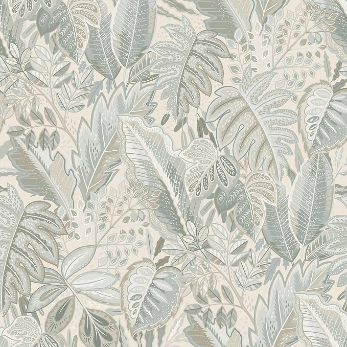 SOON AFTER Camel Color Tropical Leaf Peel and Stick Wallpaper, 17.3" x 118" Removable &Waterproof Vinyl Contact Paper, Boho Jungle Leaf Self-Adhesive Wallpaper for Bedroom, Living Room, Cabinets by SOONAFTER