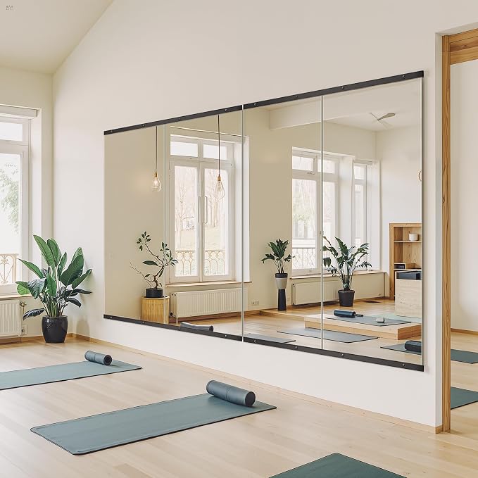 Home Gym Mirror for Wall, 56x28x2PCS Frameless Full Length Mirror, Black - Image 4