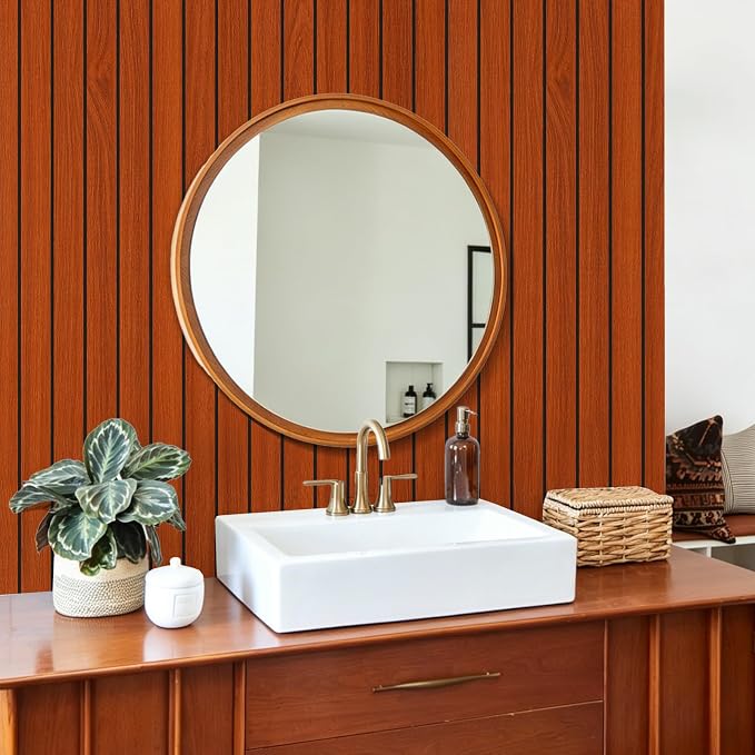 3D Brown Wood Wall Panels Acoustic Slat Wall Paneling 23.62" x 110.24" | Peel and Stick Wood Panels Self Adhesive Flexible Soundproof Wooden Slats for Bedroom Living Room Workshop Wall Decor - Image 5