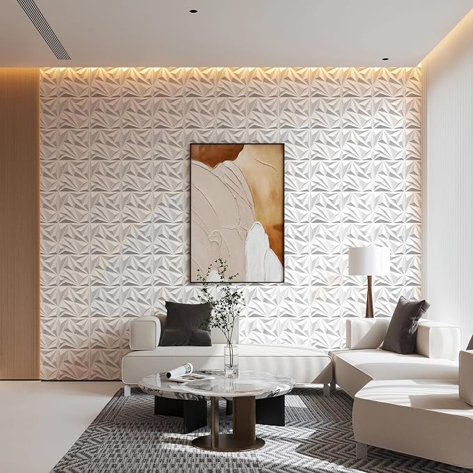 STICKGOO 3D Wall Panels Diamond, White, 12''x12'', 33 Pack | Accent Wall Panels for Interior Wall Decor, Living Room, Bedroom, TV Background, Office, Cover 32 Sq.Ft - Image 4