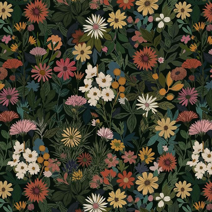 Peel and Stick Wallpaper Floral Contact Paper for Cabinets/Kitchen/Bathroom | Textured Vinyl Stick on Wall paper, Removable, Waterproof, Self-adhesive, Boho, for bedroom/rv/laundry room 17.3" x 118" by Vividpatch