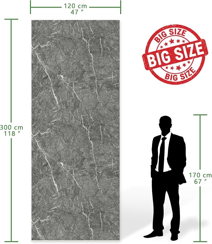 Marble Peel and Stick Waterproof Wall Paneling, 118" x 47" Bardiglio Grey Matte Finish Self-Adhesive Backsplash Tile Vinyl Wall Panel for Kitchen Bathroom Wall Decor, Covers 38.75 Sq. Ft. - Image 2