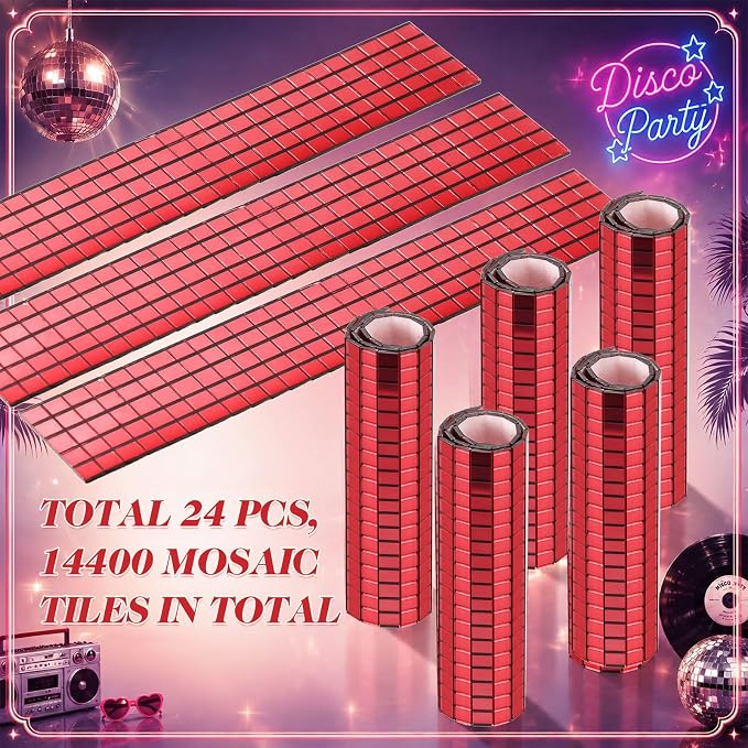 14400 Pieces Red Disco Mirror Tile Self-Adhesive Mirrors Mosaic Tile - Image 4