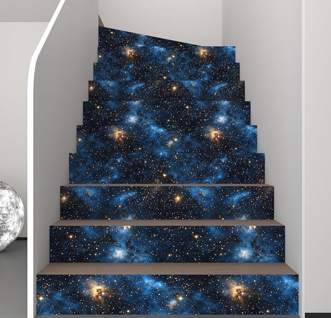 Laatse Dark Starry Sky Wallpaper Peel and Stick 17.5"x 787",Black/Blue | Self Adhesive/Removable/Waterproof/Thick Vinyl Extra Long Contact Paper for Bathroom Bedroom Shelf Cabinet Drawer,Prepasted - Image 5