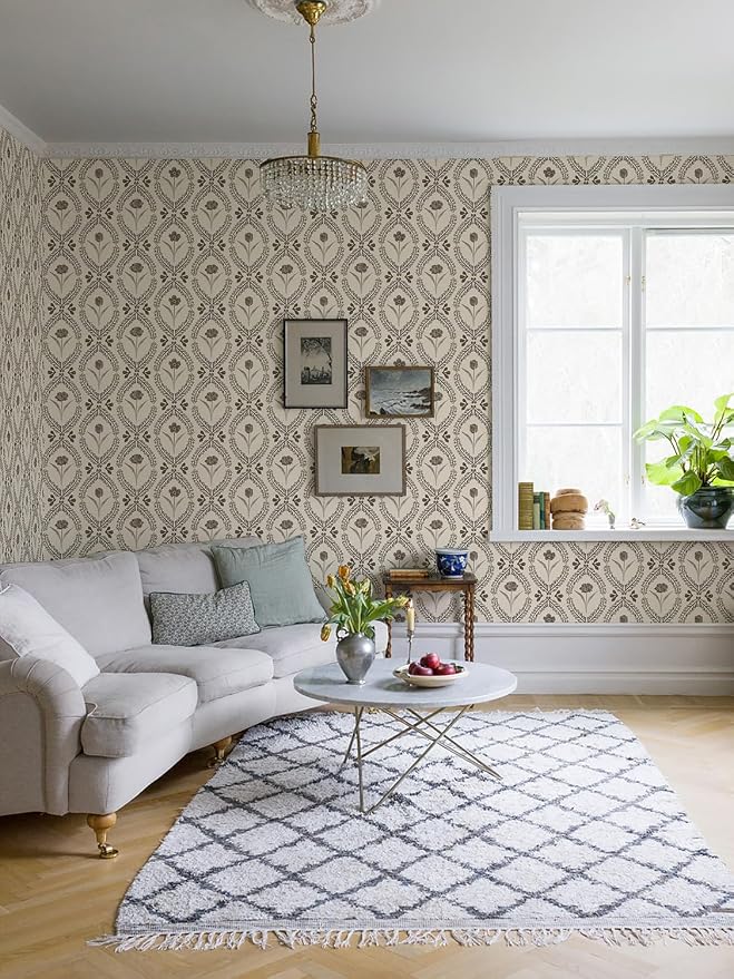 Orainege Vintage Wallpaper Peel and Stick Brown Floral Wallpaper | 16.9in x196.8in Vinyl Removable Self Adhesive Botanical Wallpapers for Bedroom Living Room Décor - Image 7