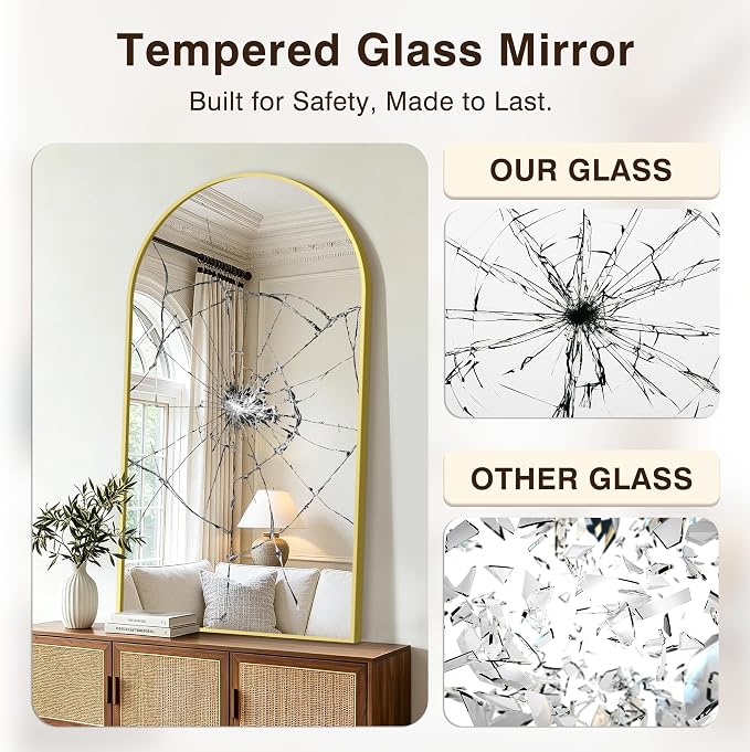 Arched Bathroom Vanity Mirror for Over Sink, 50”x30”, Gold - Image 5