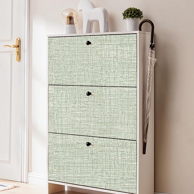 Green Grasscloth Peel and Stick Wallpaper 17.3"x300" Faux Linen Textured Contact Paper Removable Self Adhesive Vinyl Wallpaper for Bedroom Bathroom Kitchen - Image 8