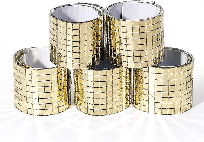 PP OPOUNT 2360 Pieces Self Adhesive Mosaic Tiles,Gold Disco Tiles, 5 x 5 mm by PPOPOUNT