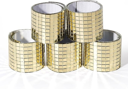 PP OPOUNT 2360 Pieces Self Adhesive Mosaic Tiles,Gold Disco Tiles, 5 x 5 mm by PPOPOUNT