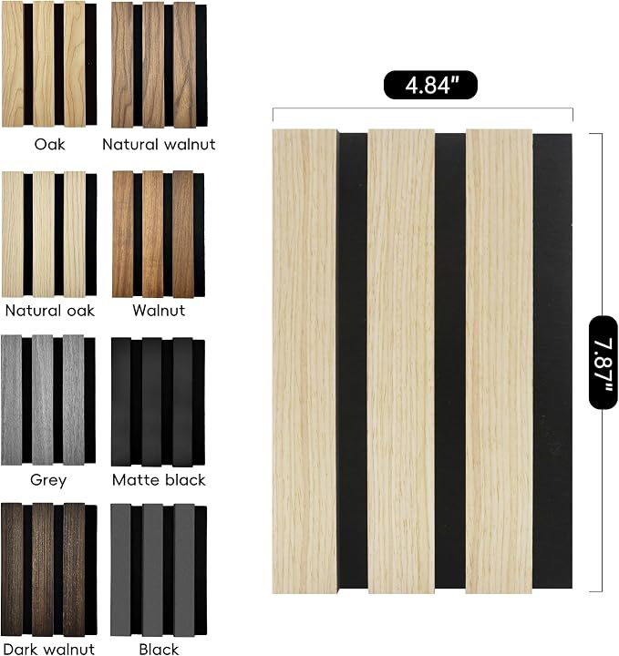 RITOLLO Wood Panels for Wall 4.92"×7.68" Acoustic Panels for Interior Wall Decor, 3D Wood Slat Wall Panel/Fluted Sound Absorbing Panel - 8 Color Samples 8 Pack - Image 2