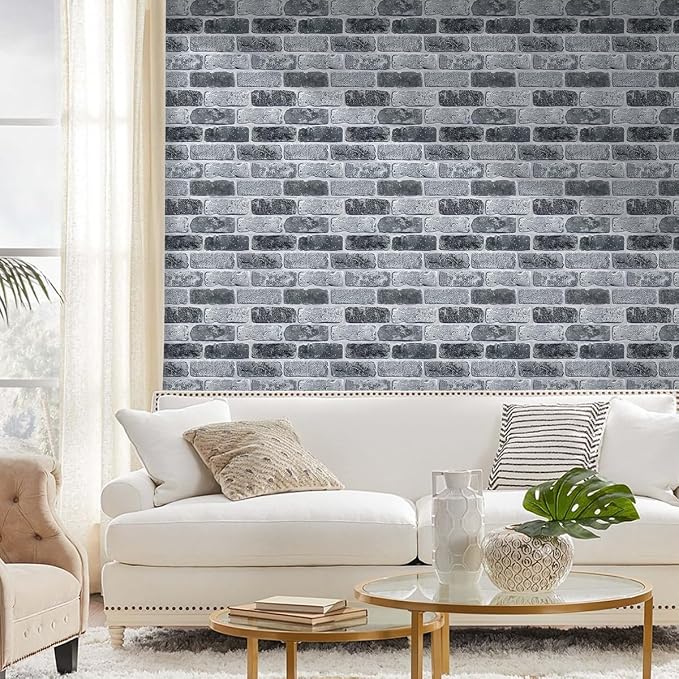 Commomy 3D Faux Brick Peel and Stick 10 pcs 11.8" x 11.8" | Small Size Thin PVC Brick Wall Panels Farmhouse Brick Wallpaper Tile for Kitchen Backsplash,Living Room(Covers 9.7 sq.ft) - Image 8