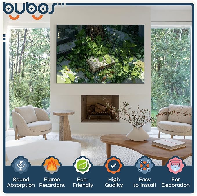 BUBOS 6 Pack Art Acoustic Wall Panels,70.8”x47.2”Self Adhesive for Home Decor | Peel and Stick, for Home Office, Studio & Wall Decor Sound Treatment, Wall Panels for Noise Reduction & Stylish Room - Image 3