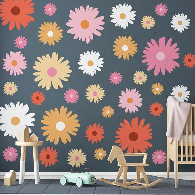 TaoBary 12 Sheet Large Daisy Wall Stickers Decal Flower Wall Sticker | Big Flower Wall Decal, Floral Sticker, Daisy Bedroom Room Decor, Peel and Stick, Nursery Home Wall Decor - Image 3