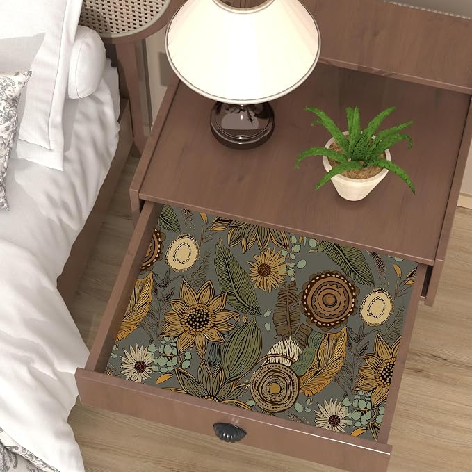 Laatse Boho Wallpaper Peel and Stick 17.5"x393", Green Yellow Contact Paper | Self Adhesive/Removable/Waterproof/Thick Vinyl Wall Paper for Bathroom Bedroom Shelf Cabinet Drawer,Prepasted,Easy Peel - Image 7