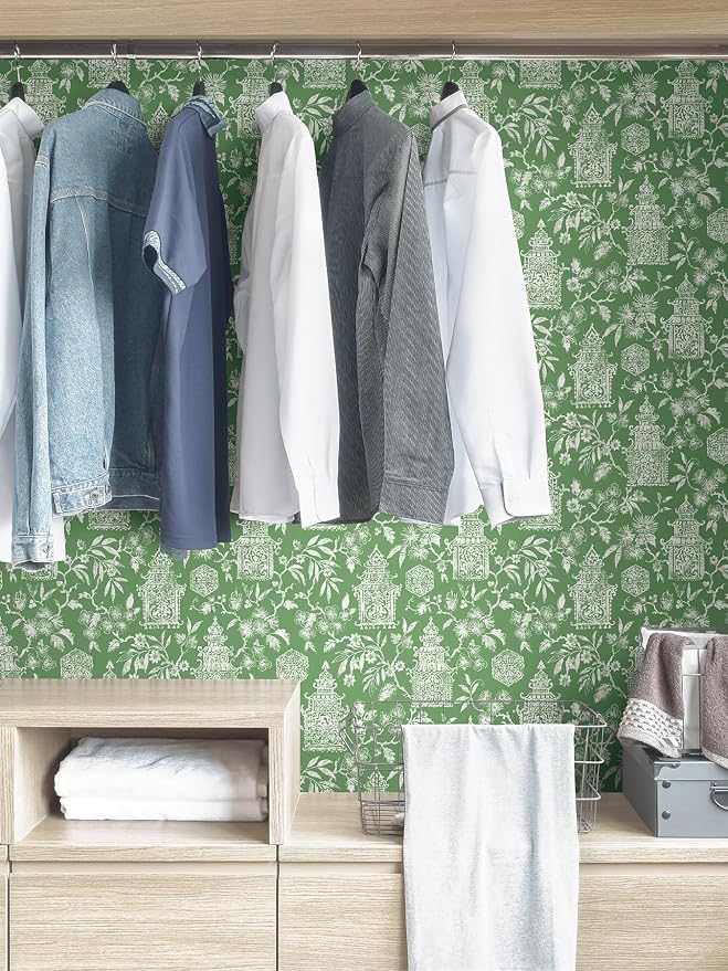 NuWallpaper Danson Peel and Stick Wallpaper, Green Boho Floral Removable Contact Paper for Walls, Self Adhesive Wall Covering for Bedroom Living Room Accent Wall - Image 5