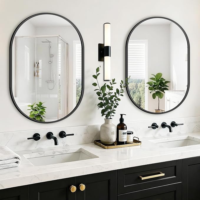 Oval Bathroom Mirror, 2 Pack 20"x30" Black Vanity Mirror for Over Sink - Image 6