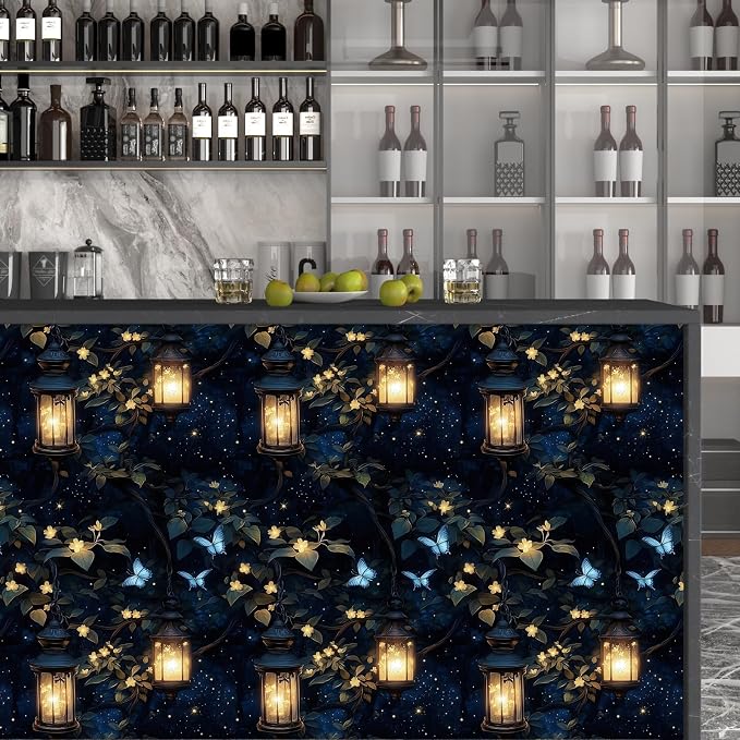 Laatse Dark Floral Black Forest Wallpaper Peel and Stick 17.5''x118'' | Self Adhesive/Removable/Waterproof/Thick Vinyl Contact Paper for Bathroom Bedroom Shelf Cabinet Drawer,Prepasted,Easy Peel - Image 3