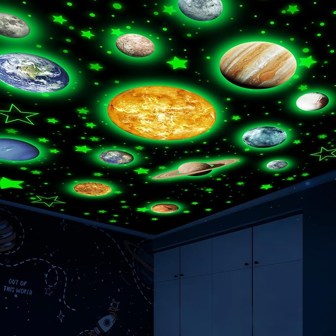 Solar System Wall Decals Glow in The Dark Stars 780 PCS, Glowing Planets Stickers for Ceiling, Nursery Wall Stickers for Bedroom, Kids Room Decorations (Green) - Image 2