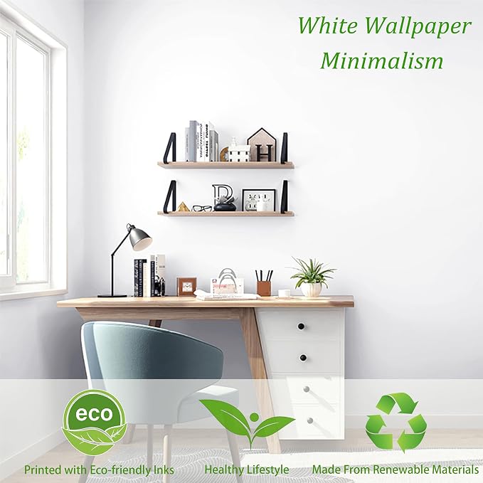 Safiyya 78.7"x17.7" White Contact Paper White Peel and Stick Wallpaper Waterpoof Self Adhesive Decorative Wallpaper Vinyl Roll for Wall - Image 2